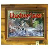 Framed Budweiser Mirrored Back Hunting Prints, Qty 2, Deer And Pheasant, 30" x 34", Waterfowl, 27.5"