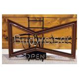 Vintage Neon Budweiser Open Sign, Powers On, 19" x 32"