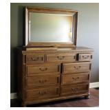 Solid Wood Cedar Lined 9 - Drawer Dresser, 44" x 22" x 62" With Mirror, 48" x 32" x 4", Total Height