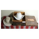 Resistol Self-Comforming Cattleman 65 4X Cowboy Hat, Size 7.5, In Box, And A Bronco Felt Cowboy Hat,