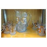 Crystal Pitcher And Five Tumblers
