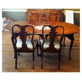 Solid Wood Dining Table And 4 Chairs With Cabriole Legs, 29" X 75" X 44," Includes 15" Leaf, Table P