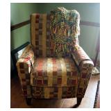 Flex Steel Upholstered Reclining Chair, 41" x 32" x 34", With Throw Blanket