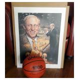 Autographed Norm Stewart Print, And Wilson Basketball Autographed By Norm Stewart And Dan Devine