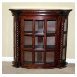Half Circle Curio Cabinet With 2 Shelves, Can Be Mounted On Wall or Sit On Floor, 27" x 29" x 10"