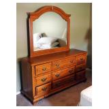 Charter Oak 9 - Drawer Dresser, 32" x 64" x 19", With Mirror, 42" x 46" x 2"