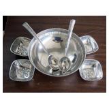 Towle Silver Smiths Inlayed Dish Set, Including Salad Bowl, Salad Spoon And Fork