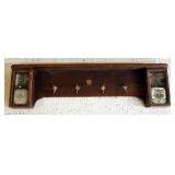 Missouri Ducks Unlimited Wood Shelf With Shadow Box Side Display And Coat Hooks, 11" x 41.5" x 5.5"