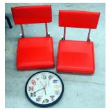 Big 12 Conference Battery Operated Wall Clock, And Cushioned Stadium Seats, Qty 2