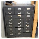 Cole Steel 27 Drawer Hardware Cabinet, 37" x 30.5" x 17 Incl. Contents, Keeper Pins, Screws, Nails, 