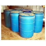 50 Gallon Plastic Barrels, Previously Held Fuel, Qty 6
