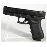Glock 17 Gen 3 9mm Pistol SN# NUS 637, Trijicon Night Sights, 2 Total Mags, With New Blackhawk Thumb