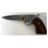 Folding Knife Collection, Includes 2 Gun Knives, Bayonet Knife And Shotgun Shell Head Knife, Total Q