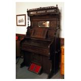 Antique Walnut Victorian Packard Pump Organ, 79" x 48" x 23"