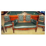 Antique Victorian Eastlake Parlor Set, Including Bench, 39.5" x 54" x 24, And Four Matching Chairs, 