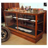 Antique Michigan Store Furniture Company, Solid Oak And Glass Display Cabinet With Adjustable Shelf 