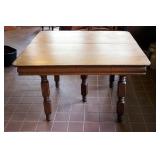 Antique Solid Wood Dining Table With Turned Legs, 28.75" x 44.5" x 45"