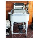 Antique Electric Maytag Washing Machine On Wheels, Appears Complete, 43" x 26" x 27"