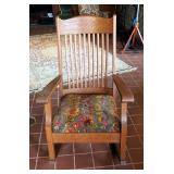 Antique Solid Wood Mission Style Rocking Chair, 42" x 26" x 33"