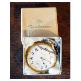 Vintage Hamilton Gold Plate Pocket Watch With Chain