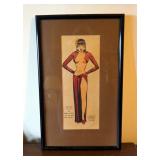 Framed Matted Under Glass Milton Cannif "A Bit Of Lace" Comic, Inscribed "For Richard R Ray, With My