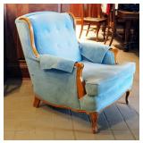 Upholstered Arm Chair With Carved Feet, 33" x 30" x 34"