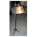 Antique Turned Wood Floor Lamp, 54" Tall, And Wood Magazine Rack