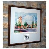 Framed Matted Under Glass Tom Korchak Spring Time Water Color Print, Signed And Numbered 3/25, Inscr