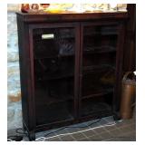 Antique Solid Wood 2 Door Bookcase, 59" x 51" x 15"