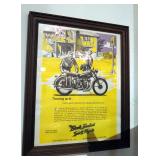 Framed Under Glass Vincent HRD Black Shadow Advertisement, 25" x 20.5"