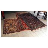 Hand Knotted Indo Sarouk 100% Wool Woven Area Rugs, 36" x 62" Qty. 2 And 24" x 42" Qty.1