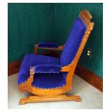 Antique Upholstered Solid Wood Rocking Chair, 40" X 26" X 30"