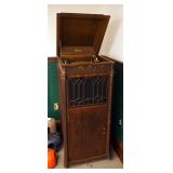 Edison Disc Phonograph Model C19 With 72 Record Storage Slots, 51" x 21" x 22.5"