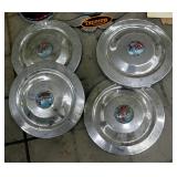 Chrome Triumph Hub Caps, Qty 4, And Vintage Glass Brake Light Covers, Qty 2