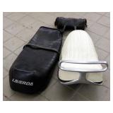 Vintage Harley Davidson Motorcycle Seat, Laverda Seat, And Leather Tool Bag