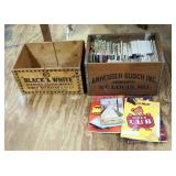 Anheuser Busch Wood Crate, With Lid And Vintage Chevrolet Corvette Magazines, Black And White Blende