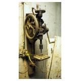 Antique Manual Drill Press, 36" Mounted To Wall