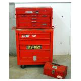 Dayton Yorktown Rolling Tool Box With 9 Drawers, Measure 46" x 27" x 18" And Vintage Hand Carry Tool