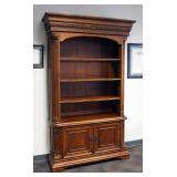 Formal Solid Wood Lighted Executive Bookcase With Lower Cabinet Storage, 82" x 51" x 16"