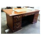 Solid Wood 9-Drawer Executive Desk With Dual Pull-out Trays, 30" x 72" x 36"