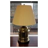 29" Brass Styled Table Lamp With Tapered Shade