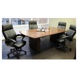 Hon Double Pedestal Conference Room Table Wired For Electric & Phone, 30" x 94" x 48", Incl Adjustab