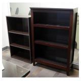 Wood Bookcases With 2 Adjustable Shelves, Qty 2, 40" x 25" x 12" & 48" x 31" x 14"