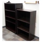 Wood Bookcases With Adjustable Shelves, Qty 2, 48" x 32" x 14" & 40.5" x 24.5" x 11.5"