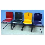 Leland Colored Stackable Cafe Chairs, Qty 4, 34" x 18" x 18"