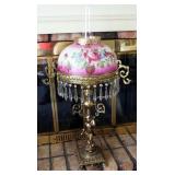 Antique Ornate Figural Cherub Victorian Parlor Oil Banquet Lamp, Converted To Electric, 38" Tall, Fl