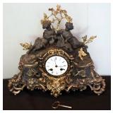 Antique French Tardy a Cie, Suc de Labolle Gilt Bronze Figural Clock, 13.5" x 15" x 3"
