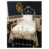 Antique Iron Twin Sized Bed Frame Including Headboard, Footboard, Siderails, Mattress and Box Spring