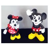 Painted Cast Iron Mickey, 9.5" Tall, And Minnie, 8.5" Tall