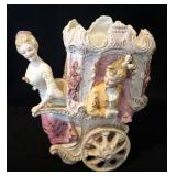 Painted Porcelain Figures Including Men And Women Carriage And Boot, Qty 5 Pieces